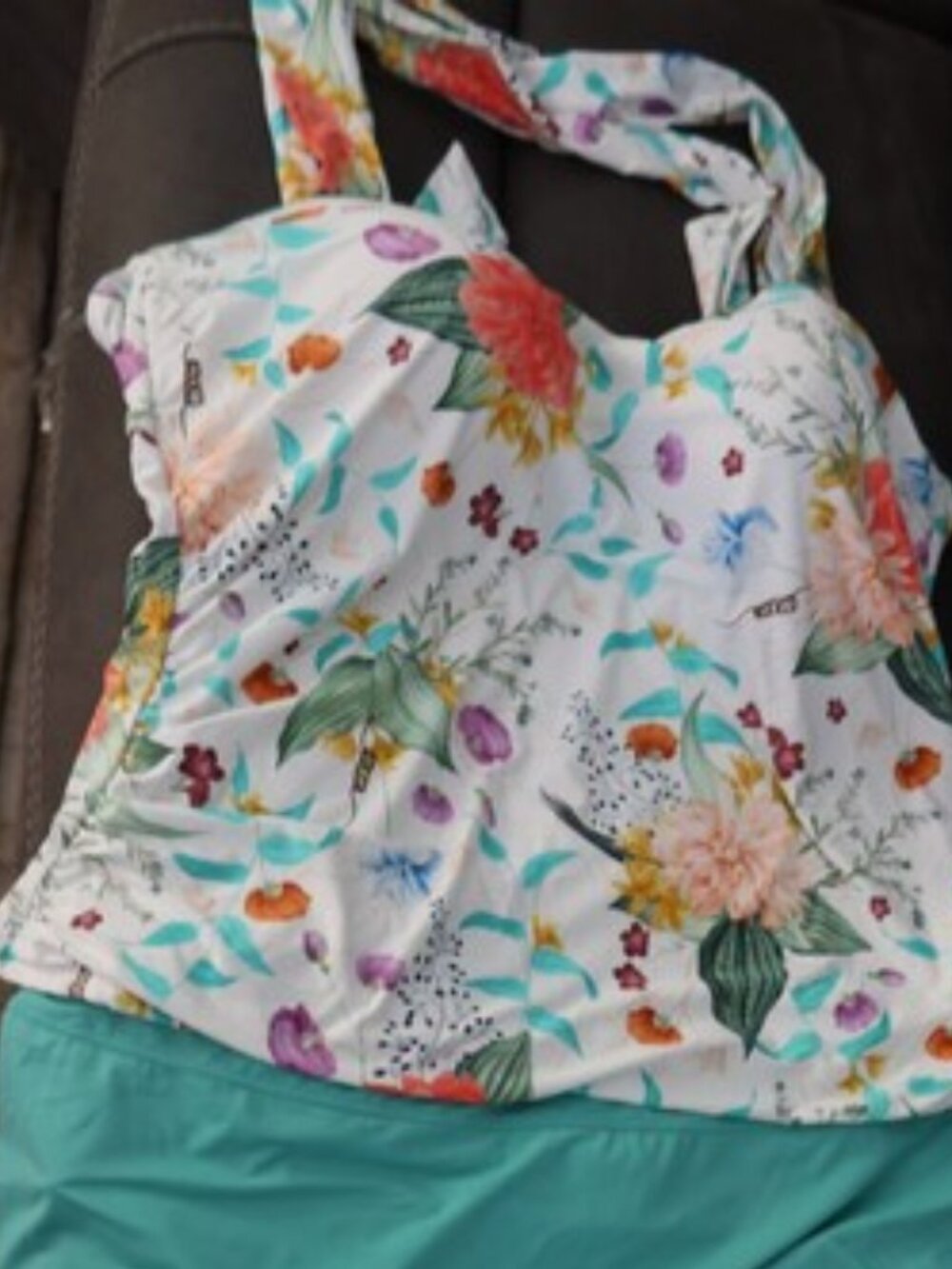 JANTZEN 20W TANKINI SWIMSUIT 2 PC SKIRT BOTTOM FLORAL TOP PRINT